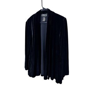 Vintage R&K Evening Womens Black Velvet Open Front Cardigan Jacket Size 12